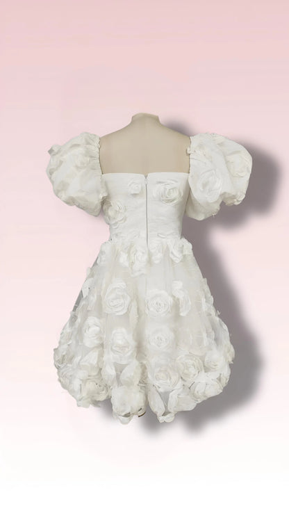 Enchanting Floral Appliqués Short Wedding Reception Dress or Bridal Shower Dress
