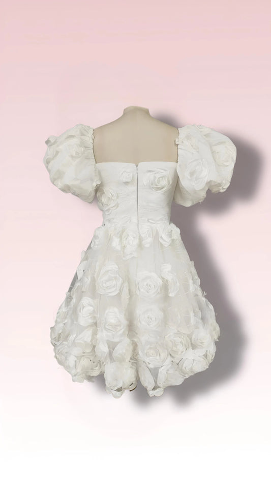 Enchanting Floral Appliqués Short Wedding Reception Dress or Bridal Shower Dress