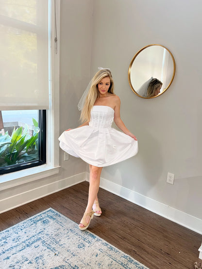 Short Satin Wedding Reception Party Dress