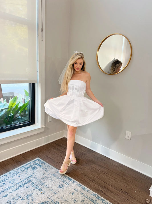 Short Satin Wedding Reception Party Dress