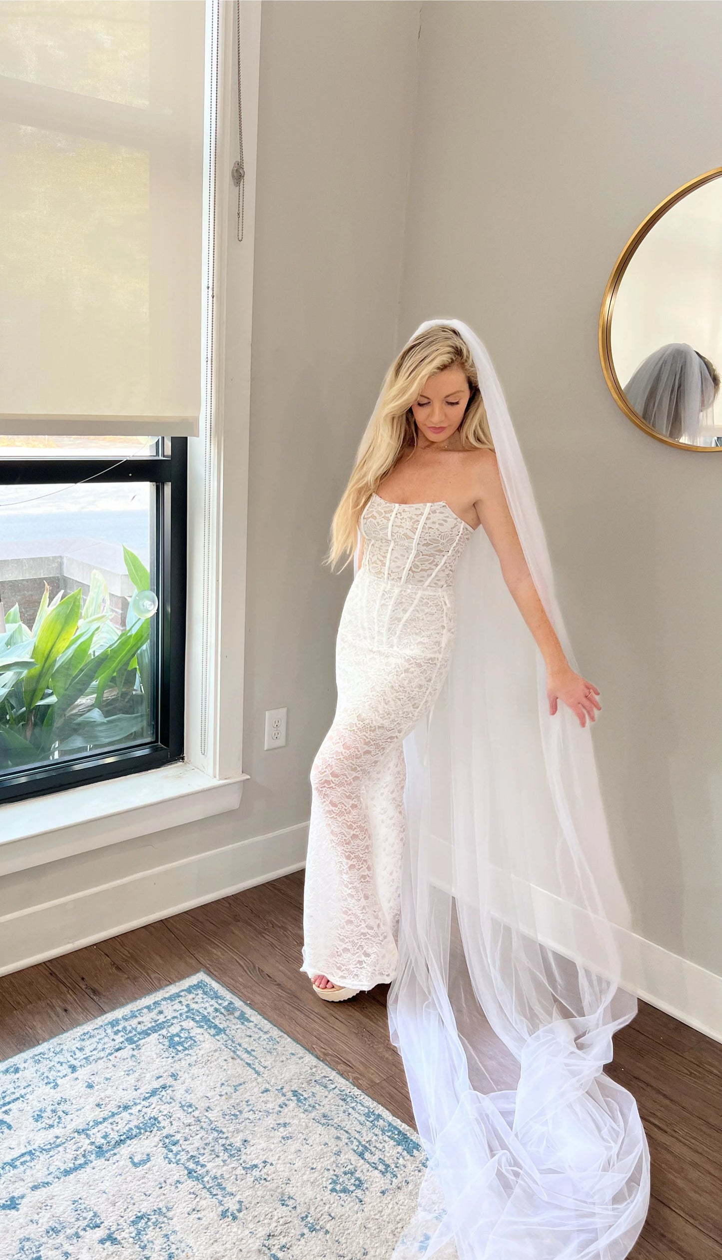 Simple Extra Long Cathedral Length Tulle Wedding Veil