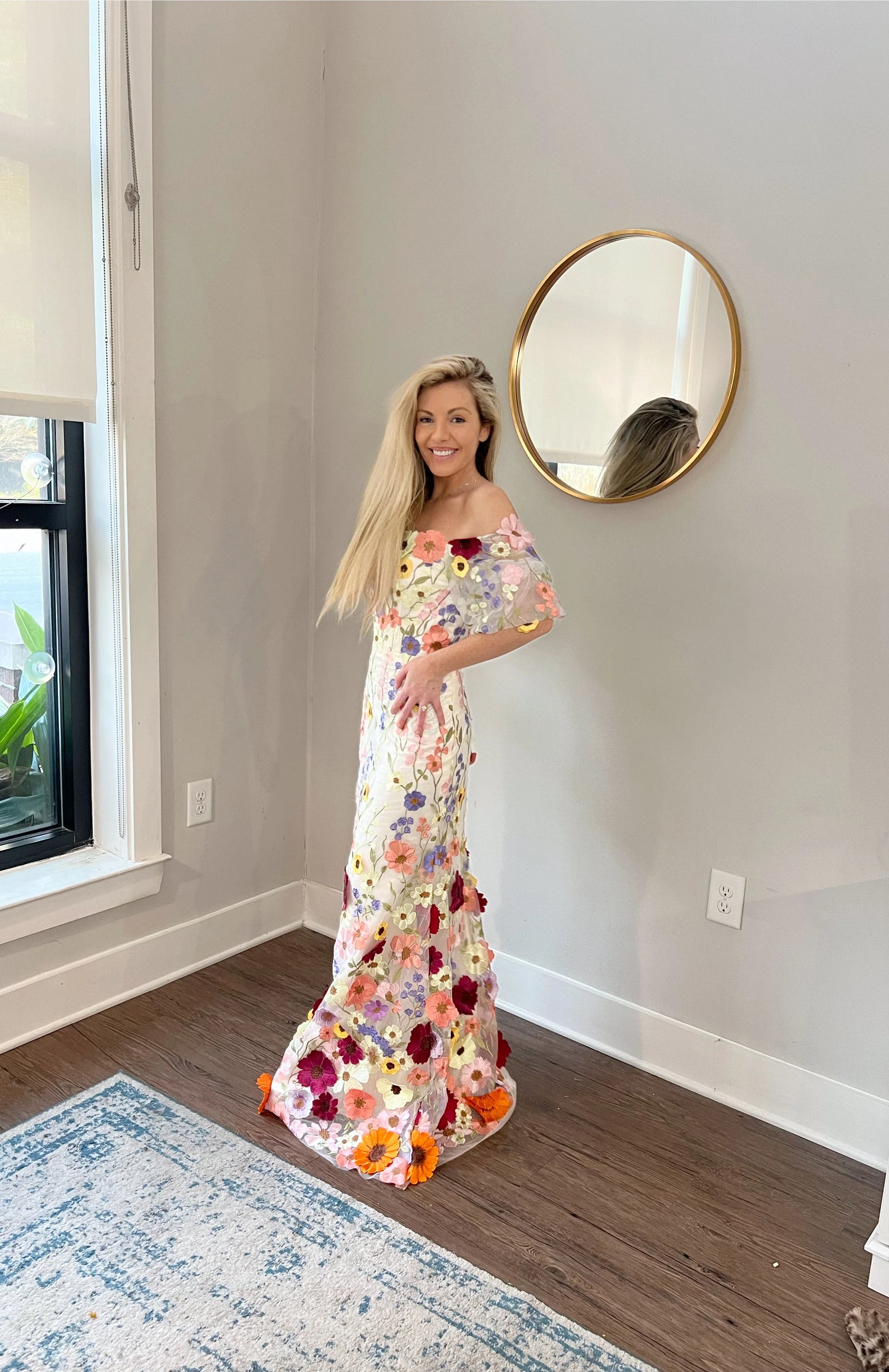3D Flowers Floral Evening Wedding Guest Dress