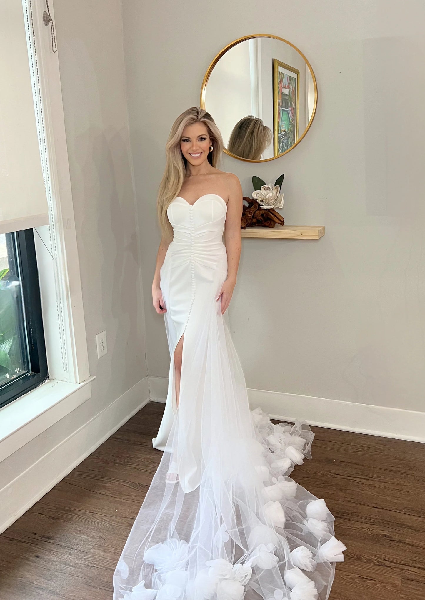 Detachable Tulle Wedding Train with 3D Tulle Roses– A Romantic Statement