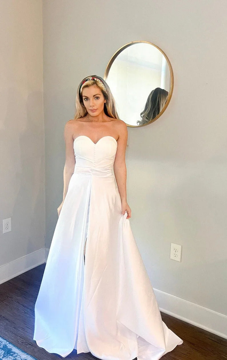 Detachable Belted Satin Wedding Train