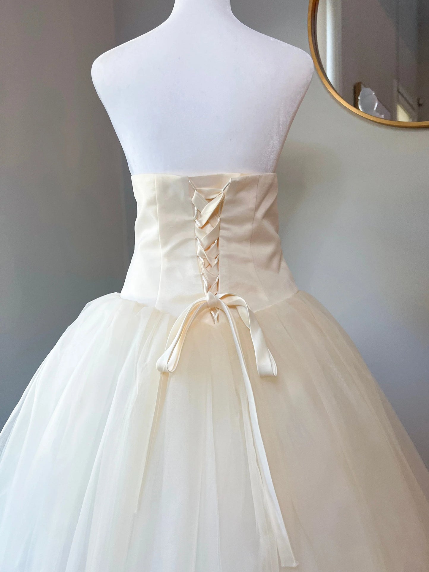 Champagne Ballgown Dress Corset Tie-up Back