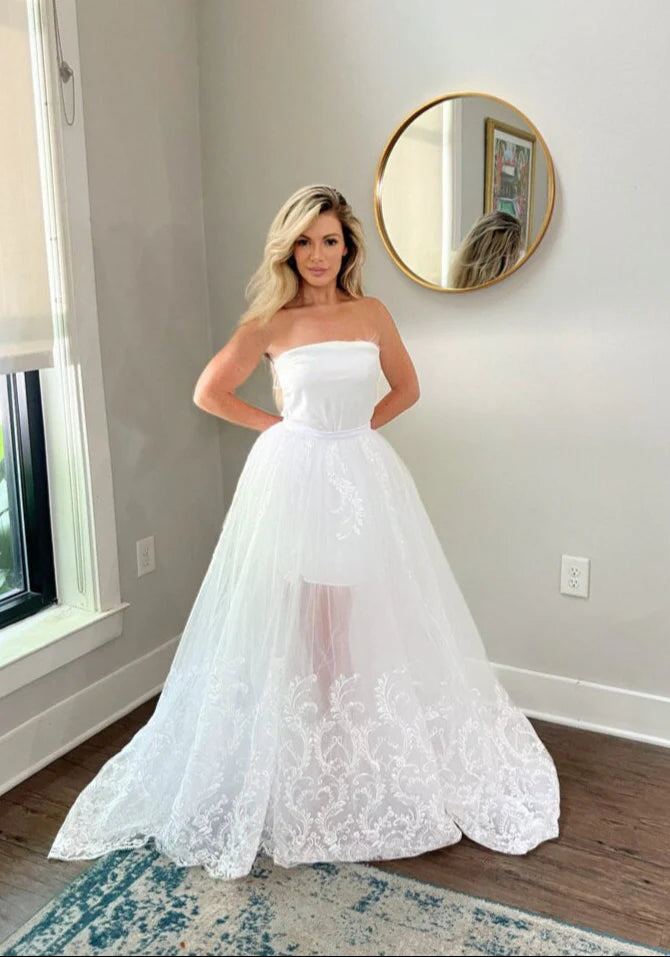 Luxurious Tulle Bridal Overskirt with Lace and Sequin Trim - Elegant Multi-Layered Full Wedding Skirt