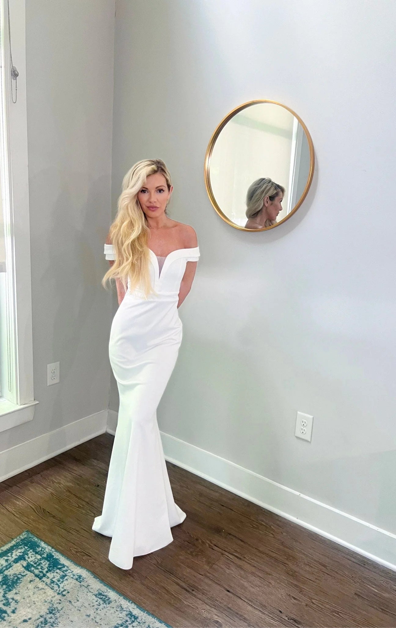 Simple Classic Trumpet Off Shoulder Wedding Dress